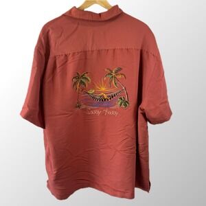 Carribean Mens XXL Embroidered Short Sleeve Button Up Shirt Tropical *Read*